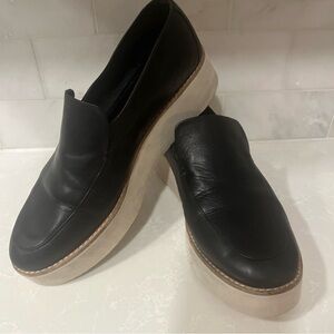 Vince Black Leather Platform Loafers